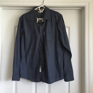 Marc Ecko Men's Navy Patterned Button Down Shirt